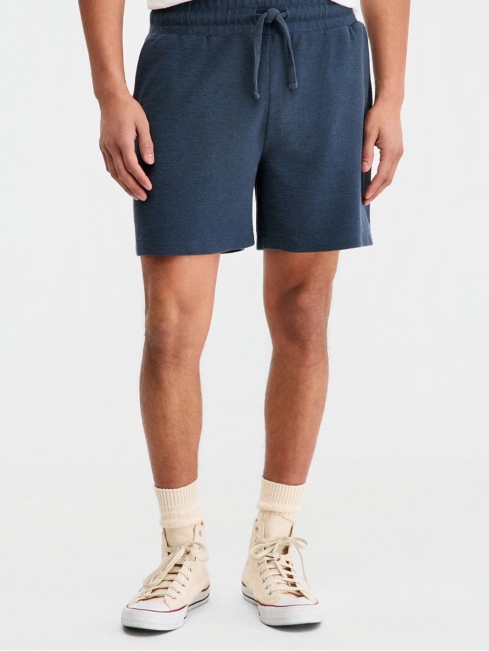 Sun + Stone Men's Navy Cotton-Blend Terry 6" Drawstring Shorts and Pullover